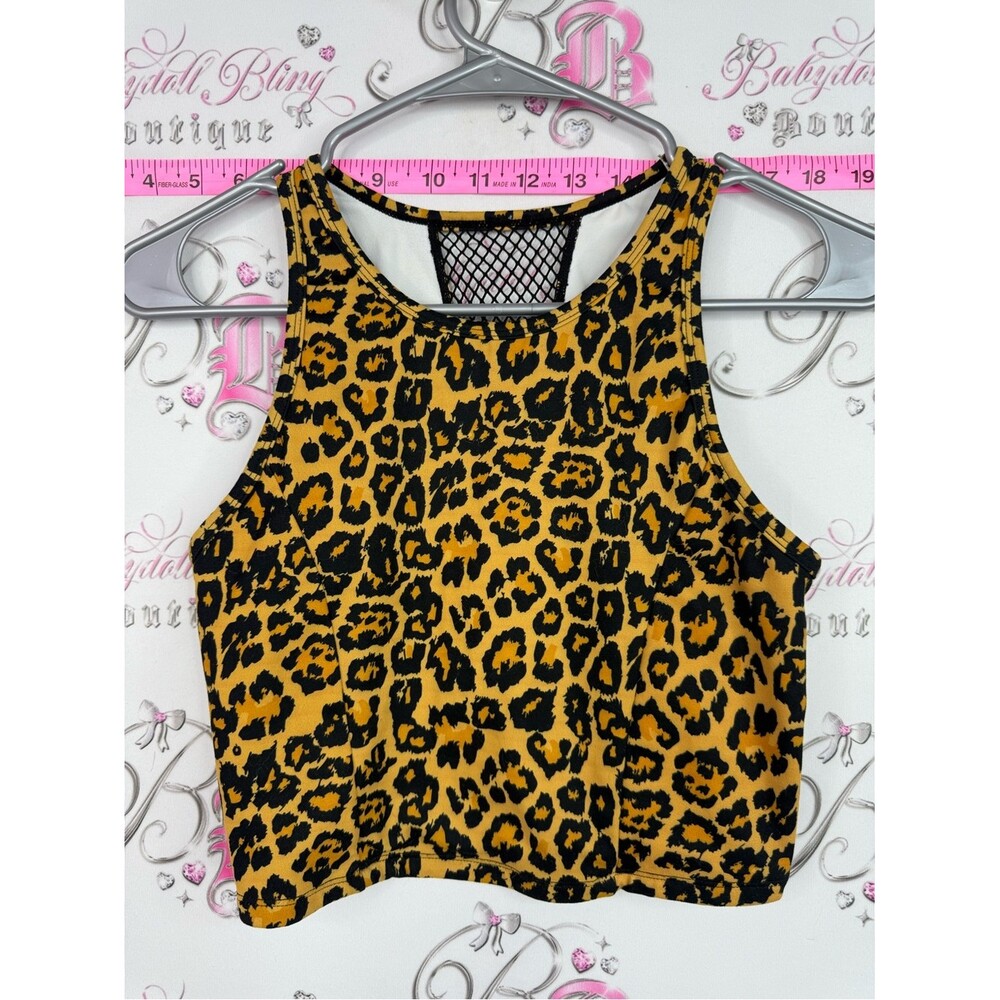 CB Leopard Print Cropped Tank Top - Mustard/Black